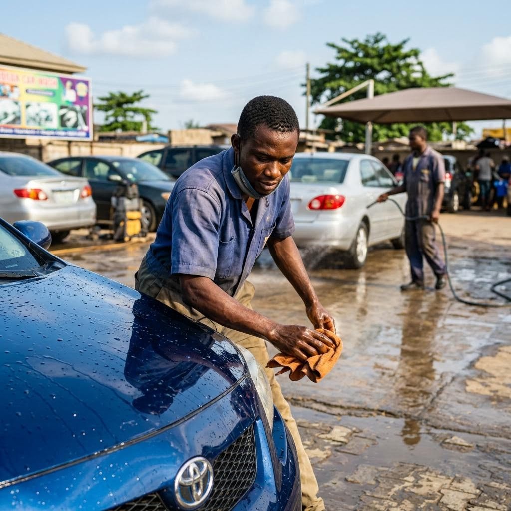 People at work in a Car Wash setting