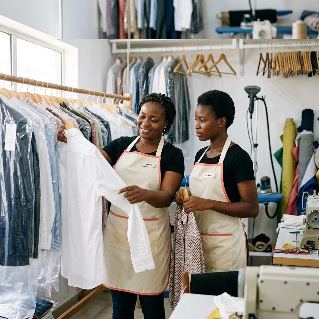 People at work in a Dry Cleaning setting